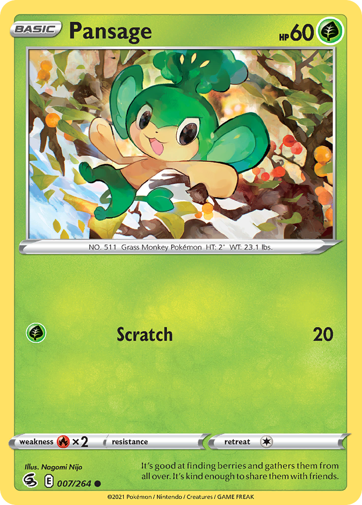 Pansage 7/264 Fusion Strike English Pokémon card