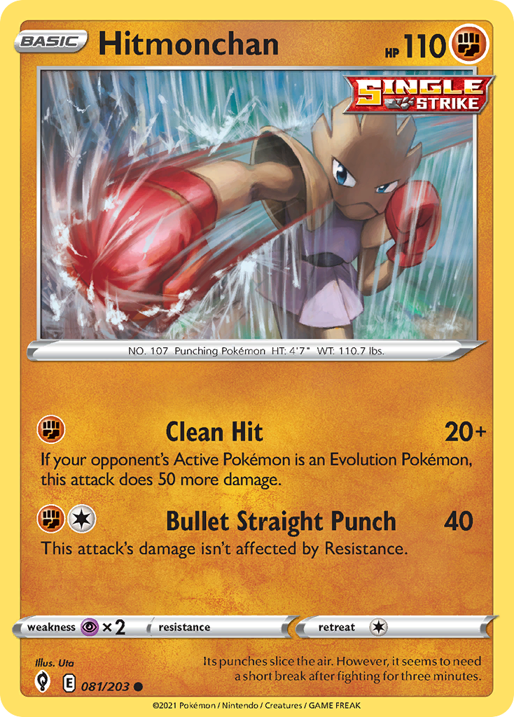 Hitmonchan 81/203 Evolving Skies English Pokemon card