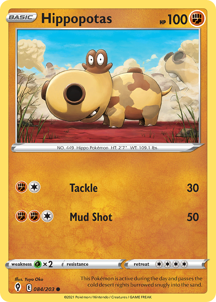 Hippopotas 84/203 Evolving Skies English Pokemon card