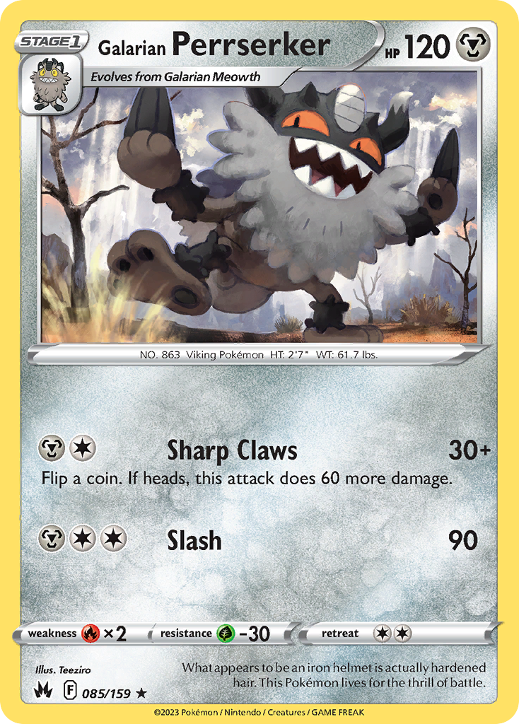Galarian Perrserker 85/159 Crown Zenith English card