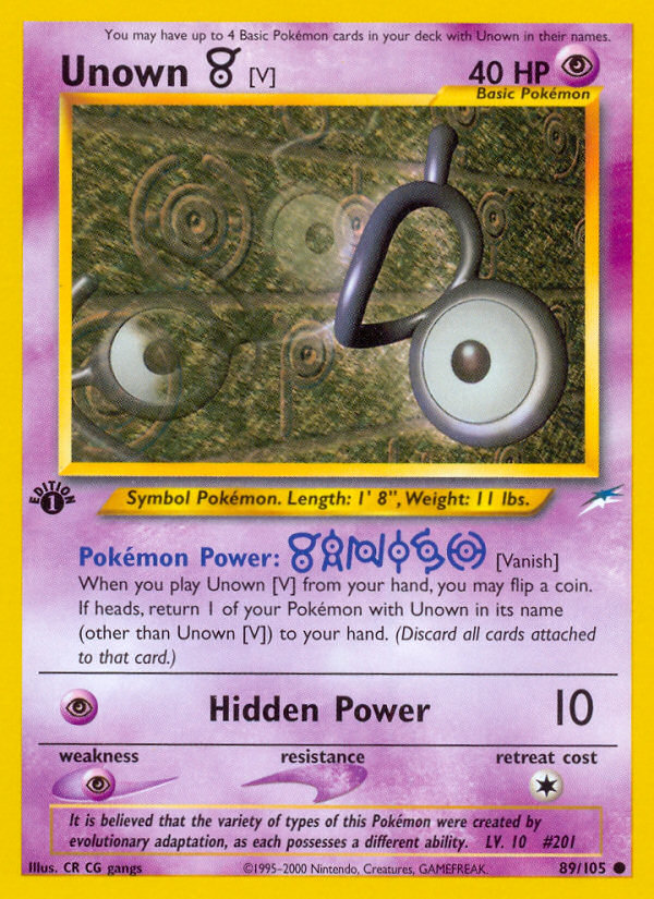 Unown [V] 89/105 Neo Destiny English Pokemon card