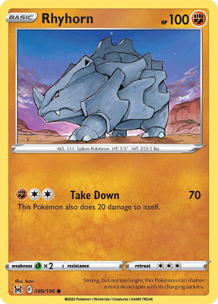 Rhyhorn 89/196 Lost Origin English card