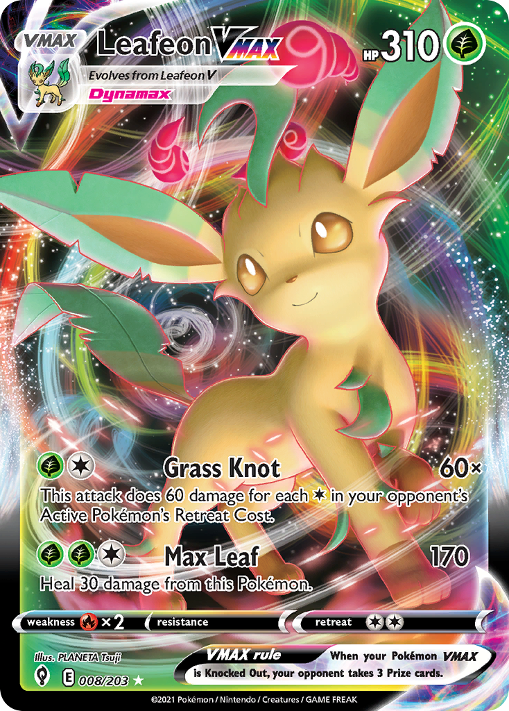 Leafeon VMAX 8/203 Evolving Skies English Pokemon card