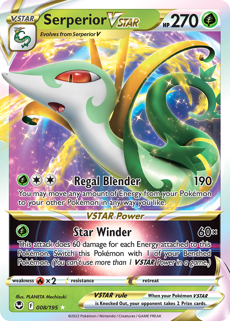 Serperior VSTAR 8/195 Silver Tempest English Pokémon card