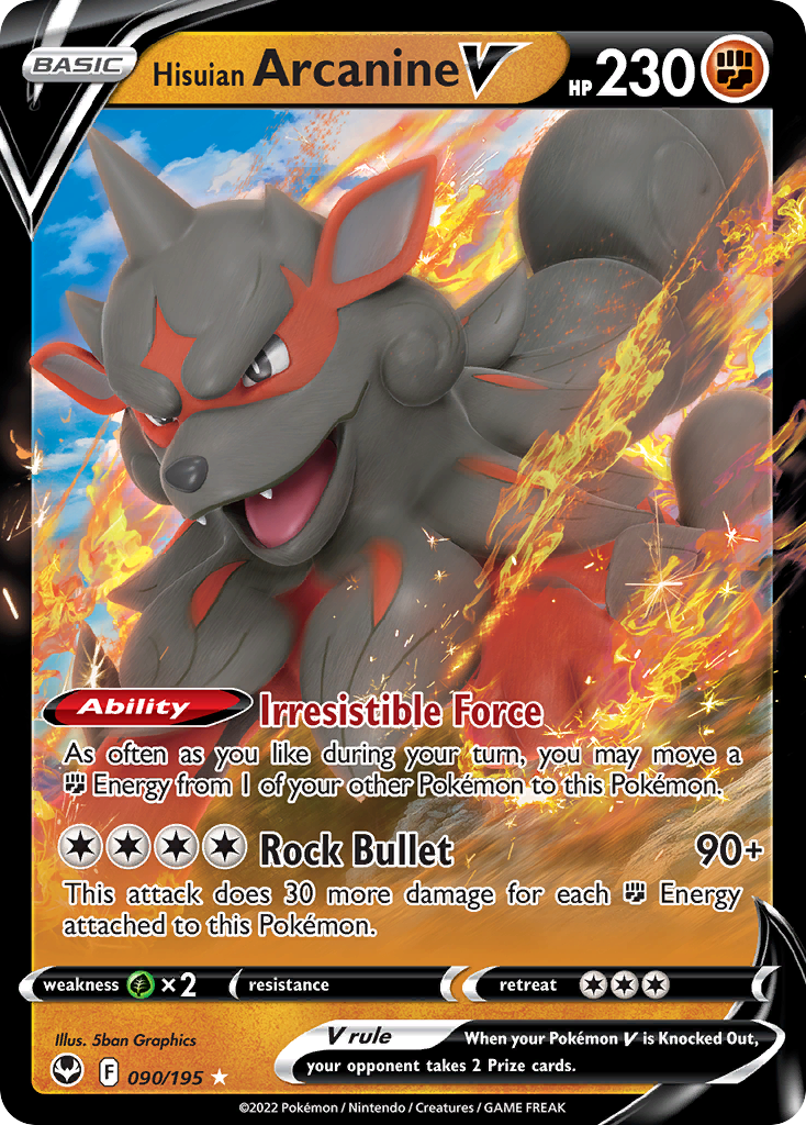 Hisuian Arcanine V 90/195 Silver Tempest English Pokémon card