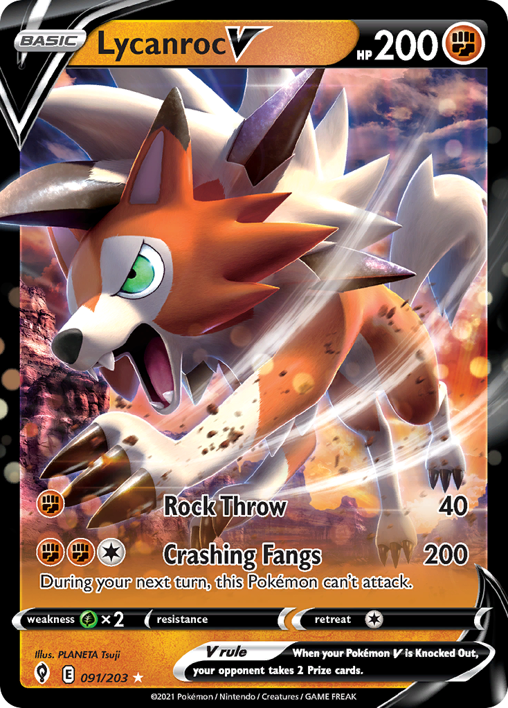 Lycanroc V 91/203 Evolving Skies English Pokemon card