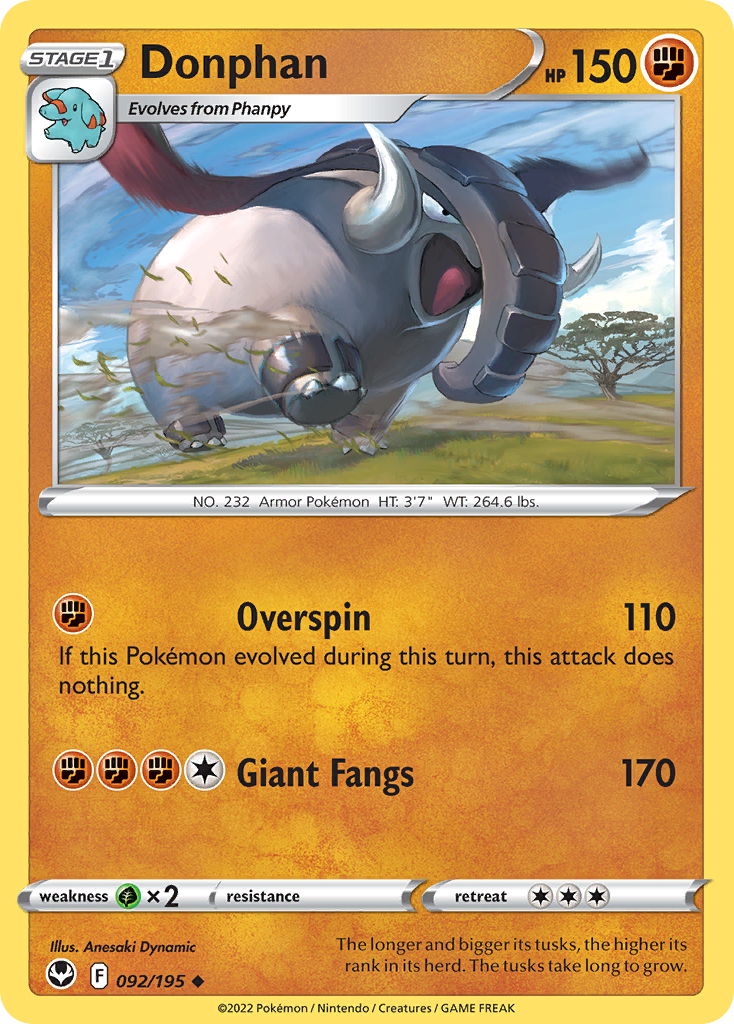 Donphan 92/195 Silver Tempest English card