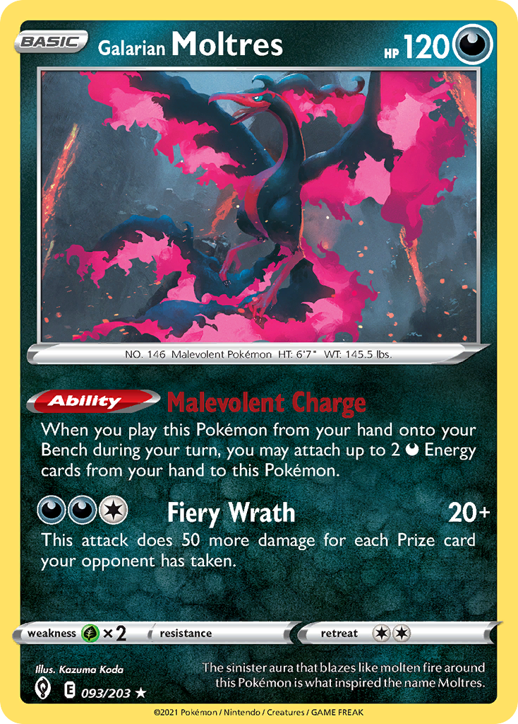 Galarian Moltres 93/203 Evolving Skies English Pokemon card