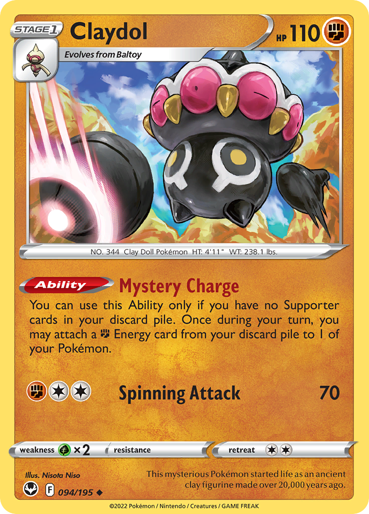 Claydol 94/195 Silver Tempest English card