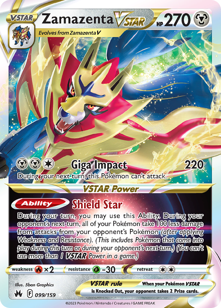 Zamazenta VSTAR 99/159 Crown Zenith English Pokémon card