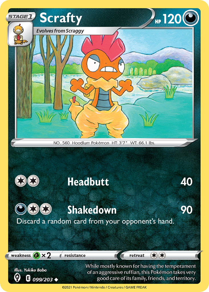 Scrafty 99/203 Evolving Skies English Pokemon card