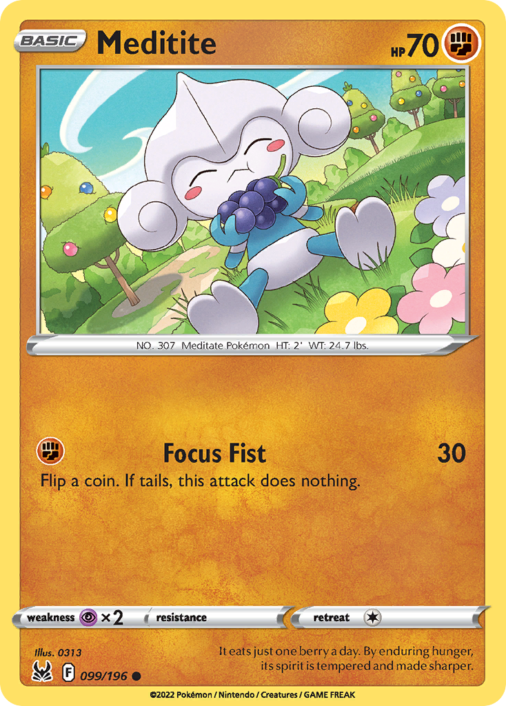 Meditite 99/196 Lost Origin English Pokémon card