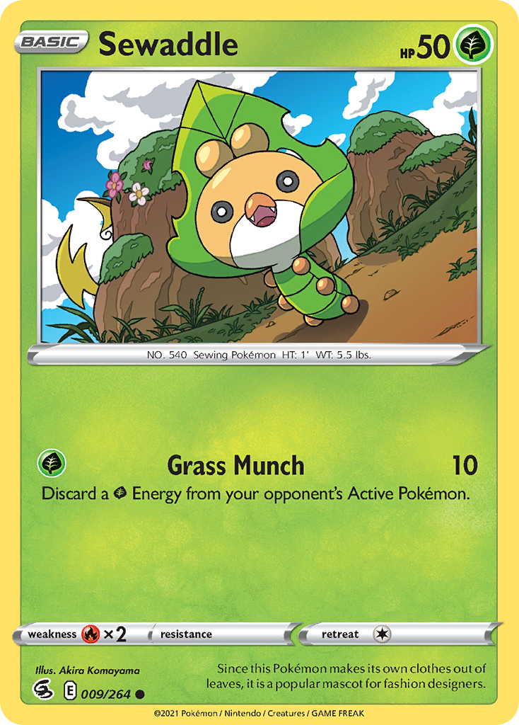 Sewaddle 9/264 Fusion Strike English Pokémon card