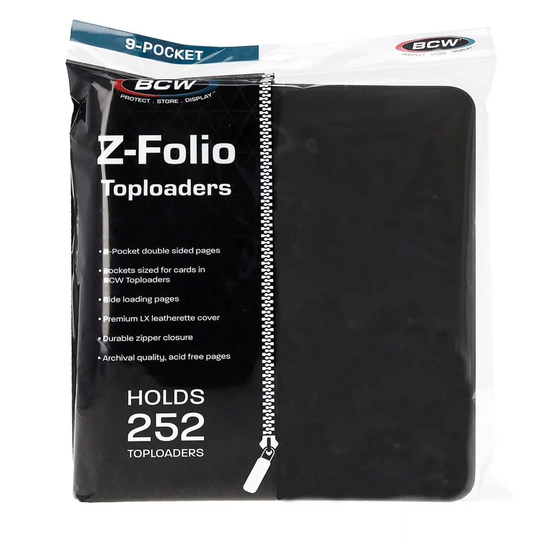 BCW 9-Pocket Toploader Z-Folio LX – Holds 216 Cards – Black