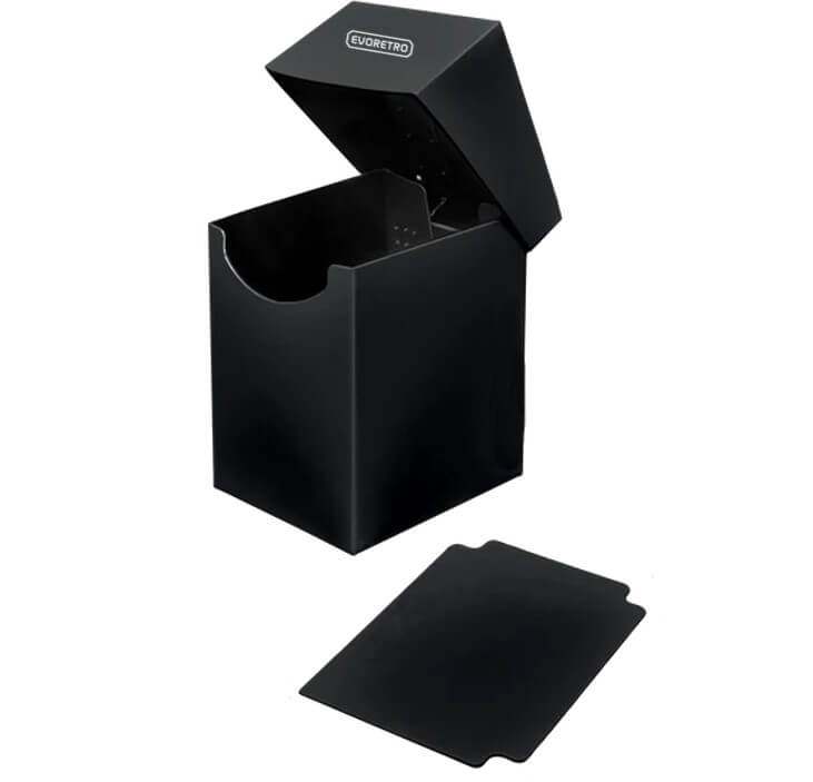 EVORETRO Plastic Deck Box – Holds 100 Cards – Black – exact product image