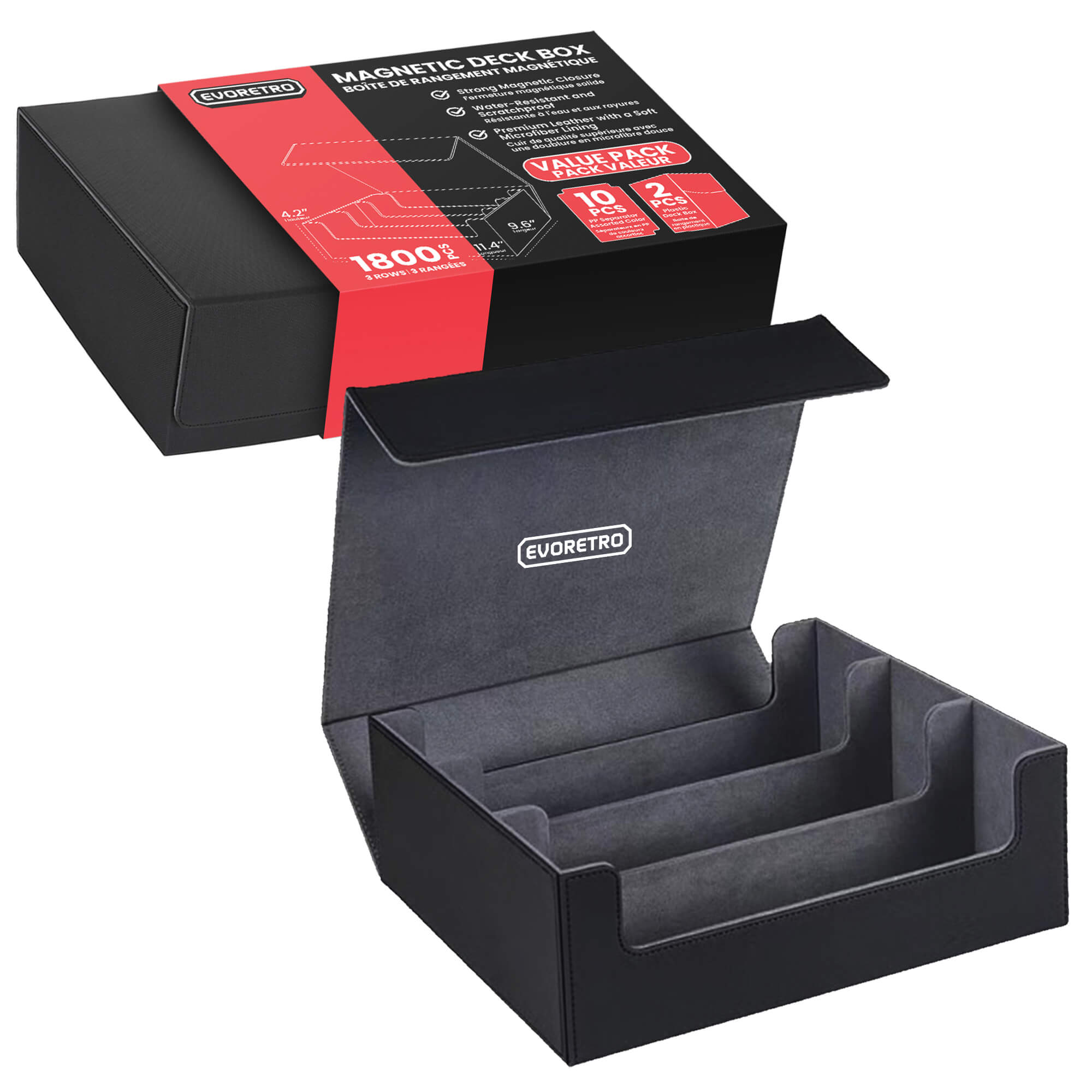 EVORETRO Magnetic Card Storage Box – Holds 1800 Cards – exact product image