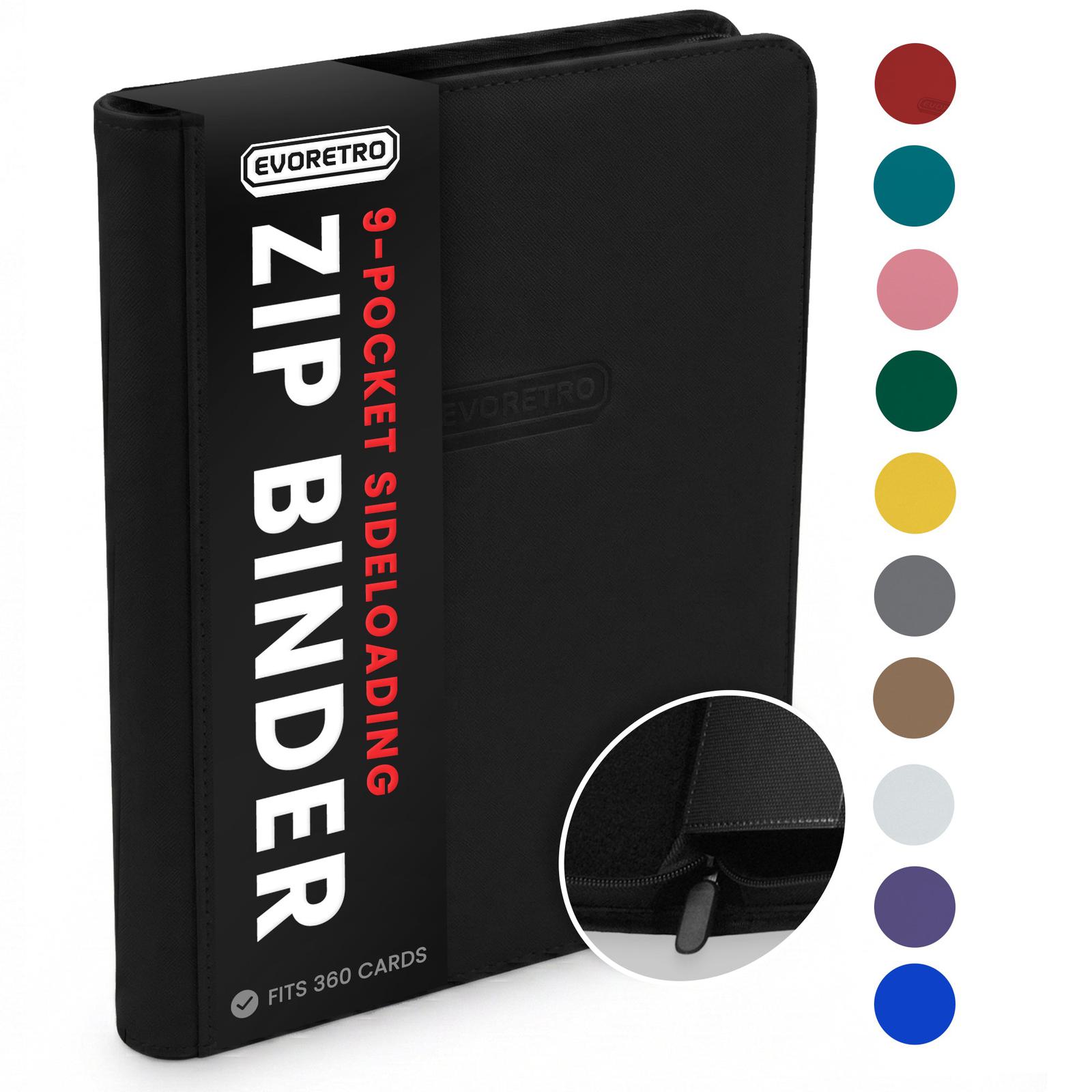 EVORETRO 9-Pocket Zip-Up Trading Card Binder – 360 Cards – Black – exact product image