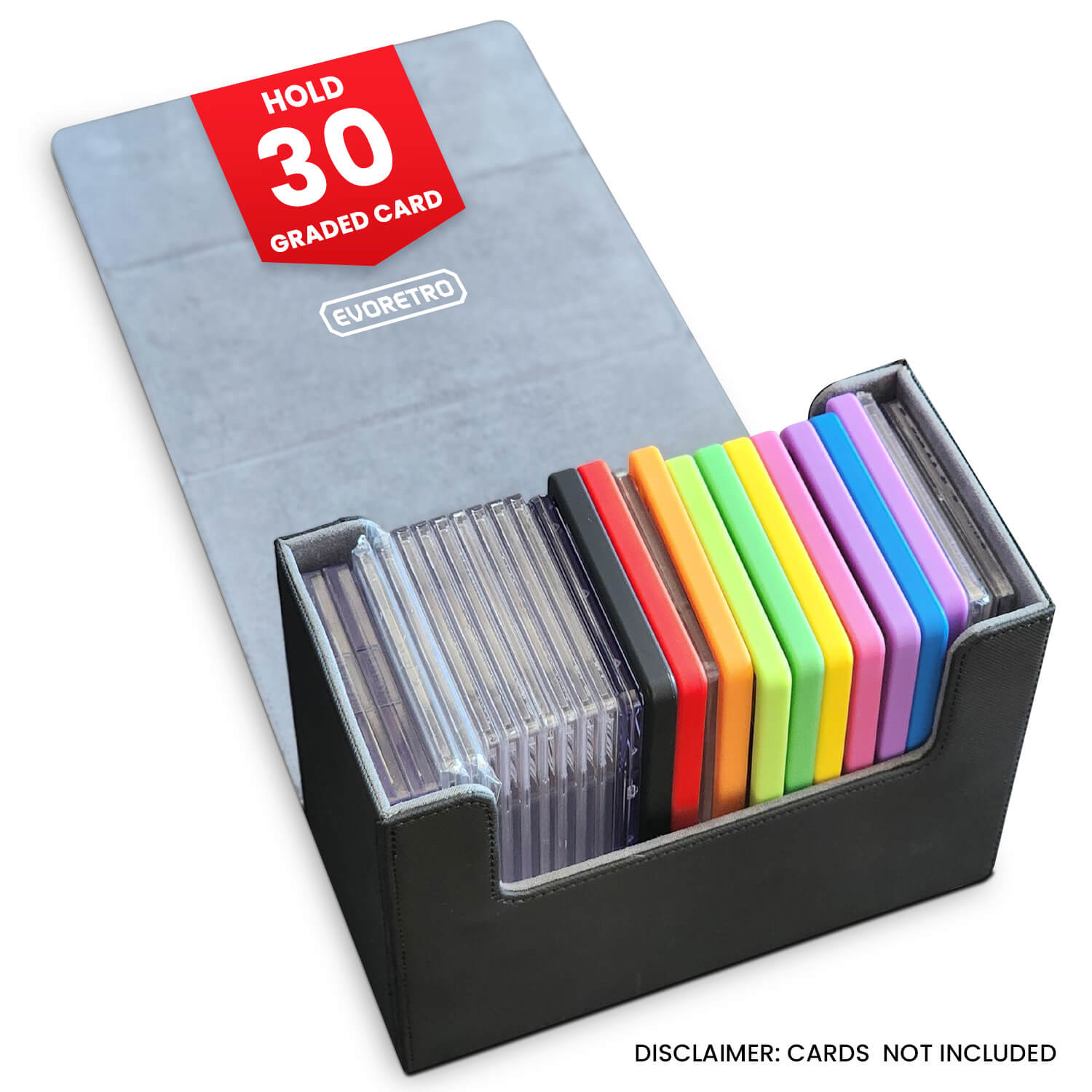 EVORETRO Magnetic Graded Card Storage Box – Holds 30 Slabs – exact product image