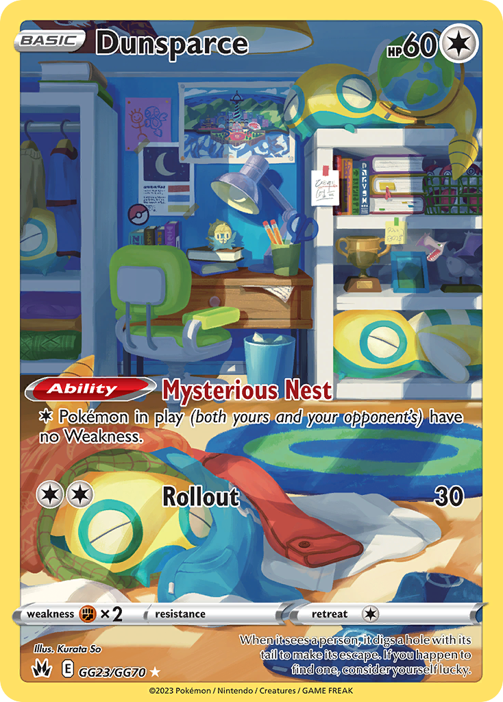 Dunsparce GG23/GG70 Crown Zenith Galarian Gallery English Pokémon card