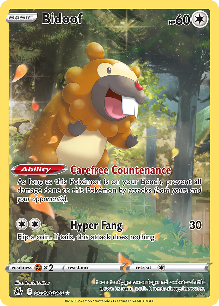 Bidoof GG29/GG70 Crown Zenith Galarian Gallery English Pokémon card