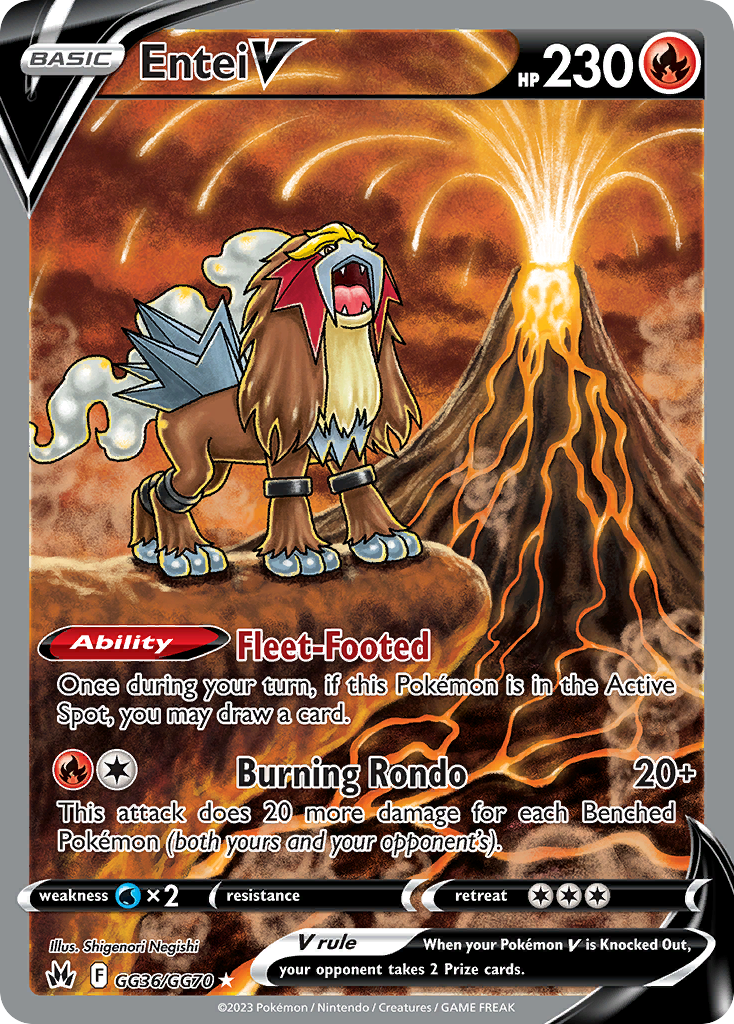 Entei V GG36/GG70 Crown Zenith Galarian Gallery English Pokémon card
