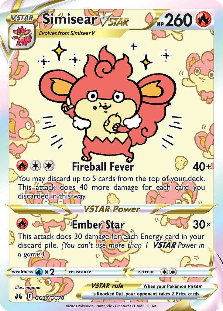 Simisear VSTAR GG37/GG70 Crown Zenith Galarian Gallery English Pokémon card
