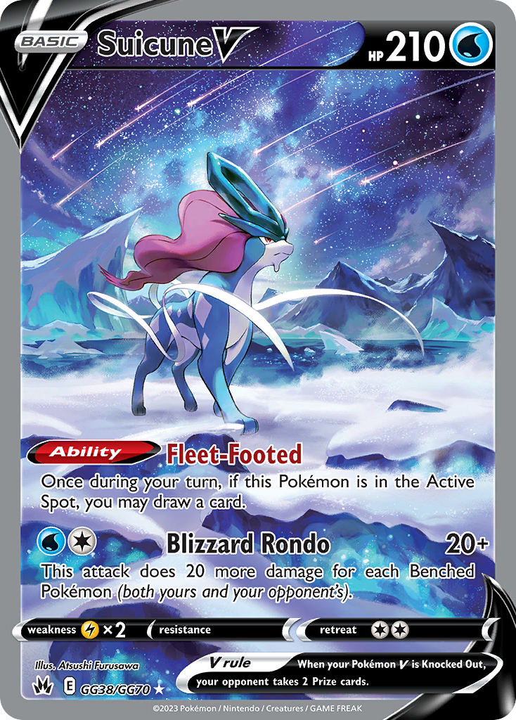 Suicune V GG38/GG70 Crown Zenith Galarian Gallery English Pokémon card