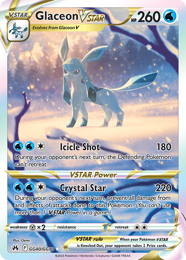 Glaceon VSTAR GG40/GG70 Crown Zenith Galarian Gallery English Pokémon card