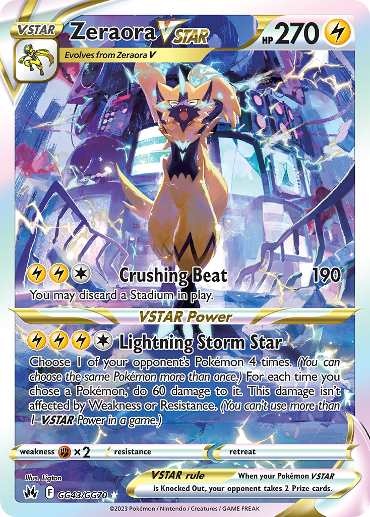 Zeraora VSTAR GG43/GG70 Crown Zenith Galarian Gallery English Pokémon card