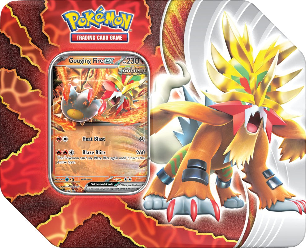 Paradox Destinies Tins — Large Gouging Fire Tin English Pokémon TCG product