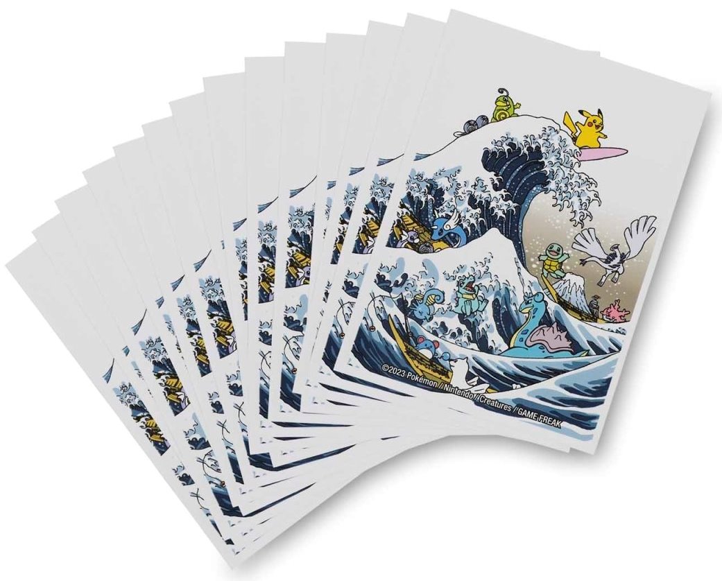 August 2023 Pokémon Center accessories — Great Wave Pikachu & FriendsSleeves — Pokémon TCG [EN] — FrostPeak Collectibles