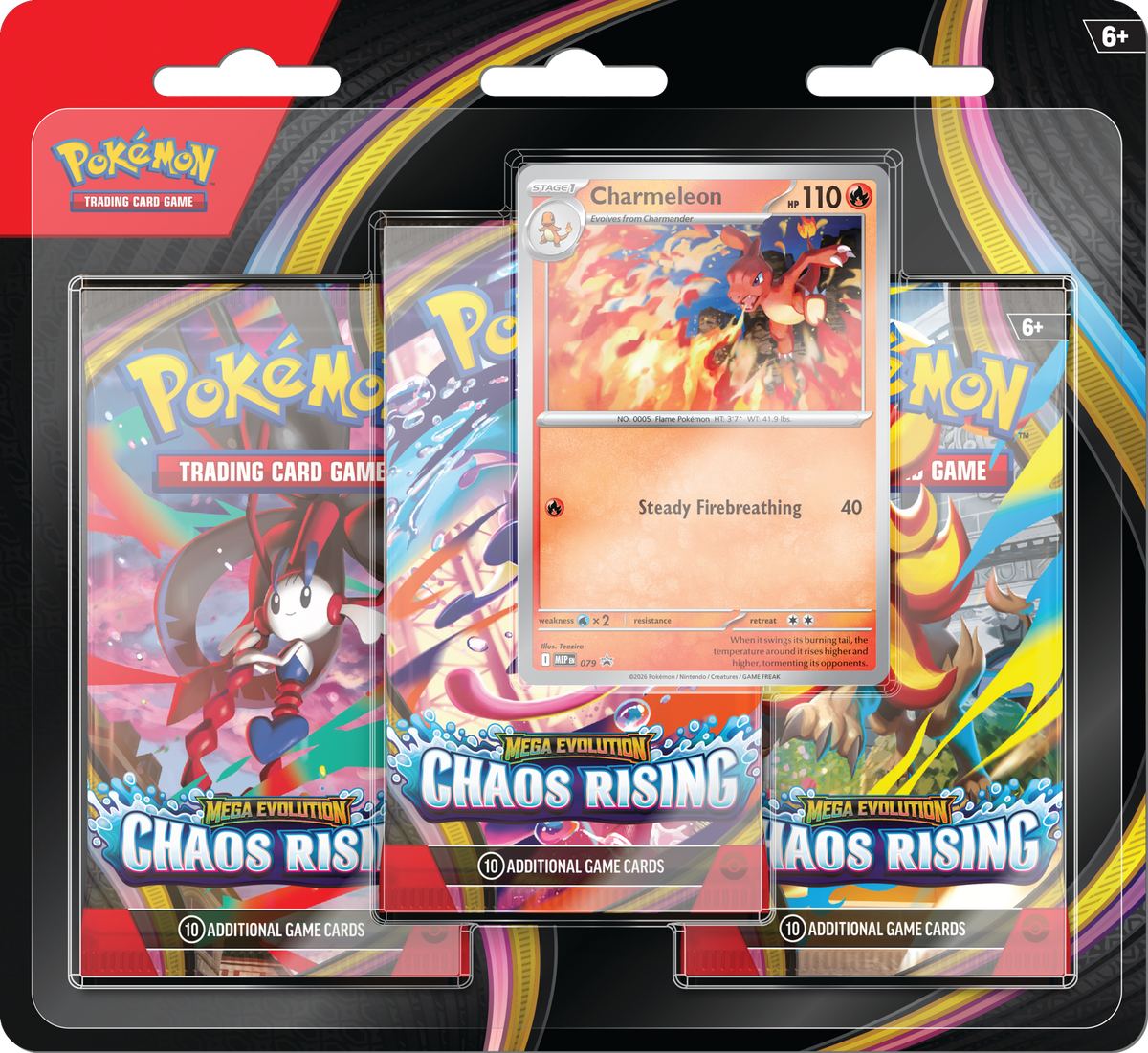 Chaos Rising Blisters — Charmeleon 3-Pack Blister — Pokémon TCG [EN] — FrostPeak Collectibles