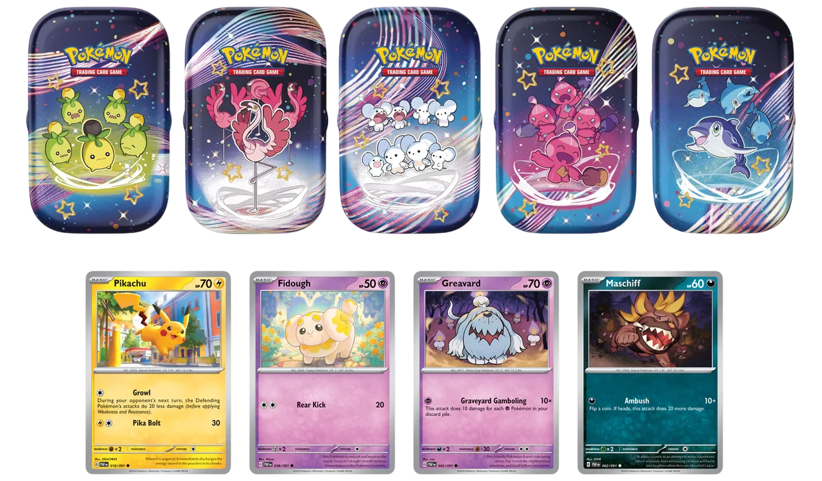 Paldean Fates Mini Tin 5-Packcontents English Pokémon TCG product