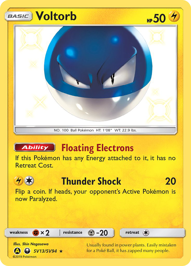Voltorb SV13/SV94 Hidden Fates Shiny Vault English Pokémon card
