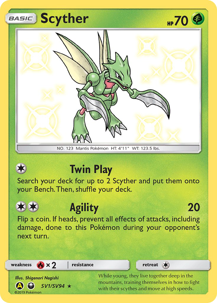 Scyther SV1/SV94 Hidden Fates Shiny Vault English Pokémon card
