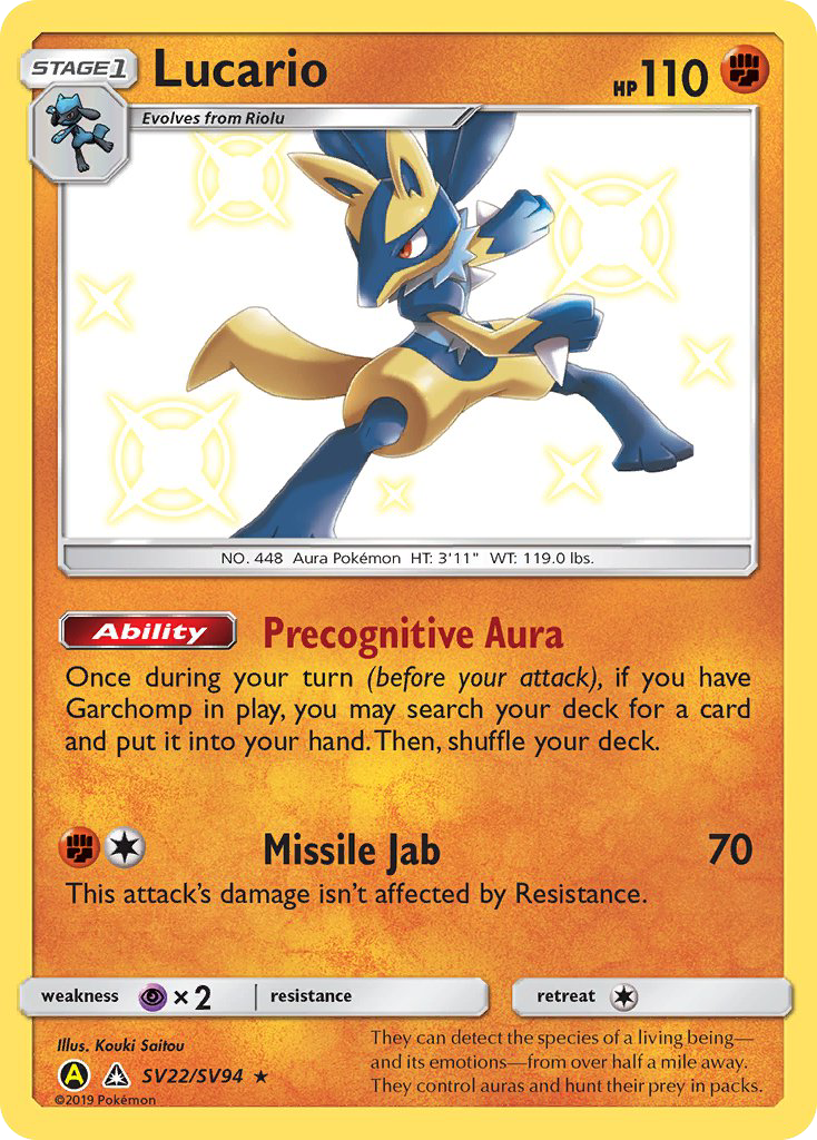Lucario SV22/SV94 Hidden Fates Shiny Vault English Pokémon card