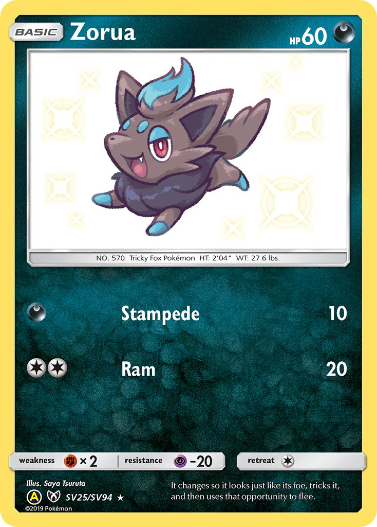 Zorua SV25/SV94 Hidden Fates Shiny Vault English Pokémon card
