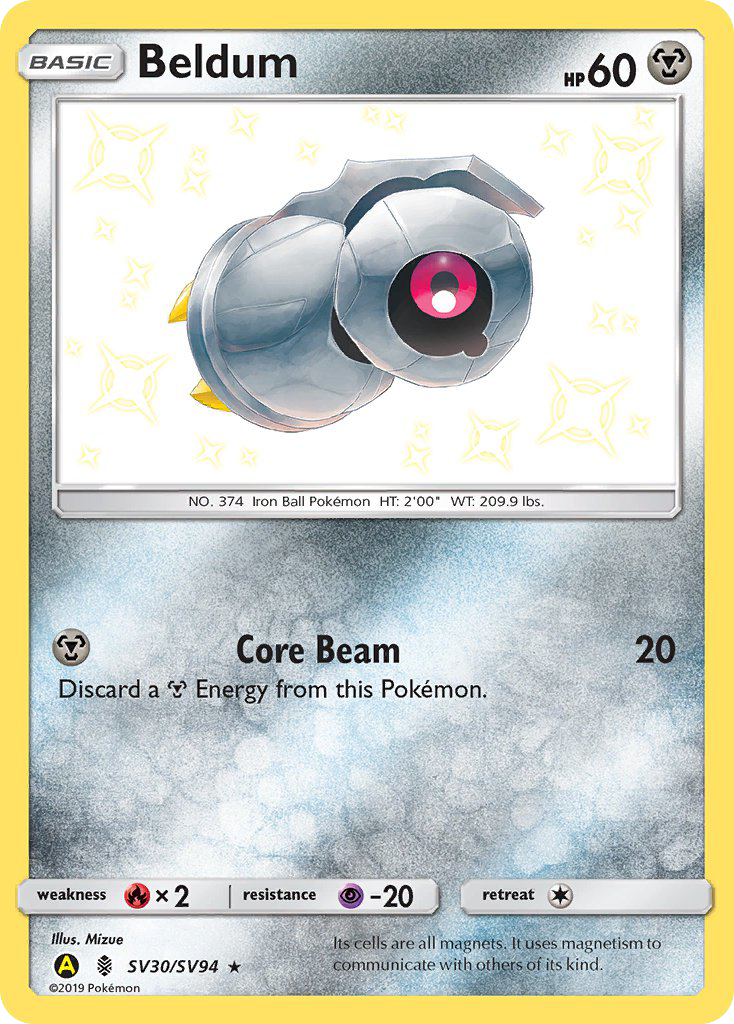 Beldum SV30/SV94 Hidden Fates Shiny Vault English Pokémon card