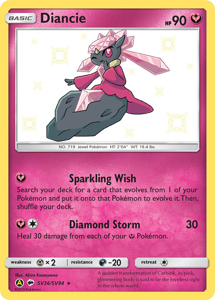 Diancie SV36/SV94 Hidden Fates Shiny Vault English Pokémon card
