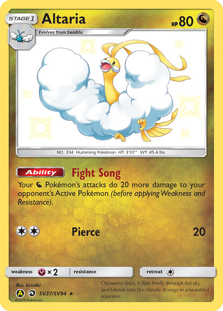Altaria SV37/SV94 Hidden Fates Shiny Vault English Pokémon card
