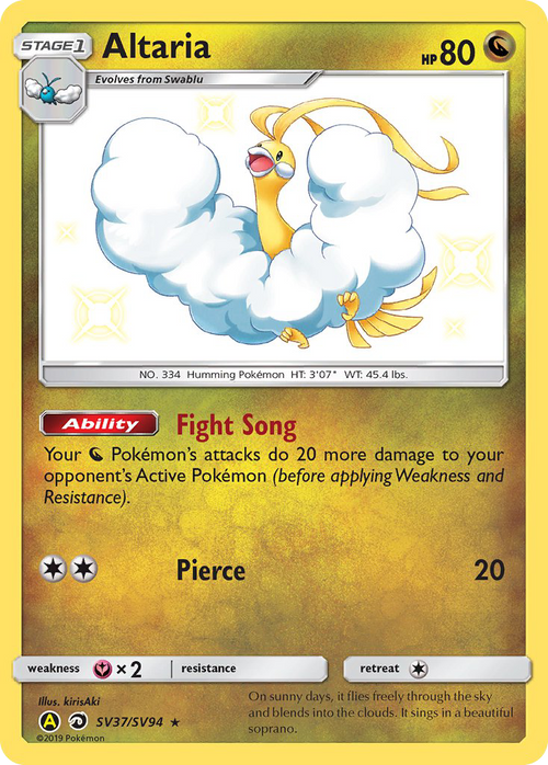 Altaria SV37/SV94 Hidden Fates Shiny Vault English Pokémon card
