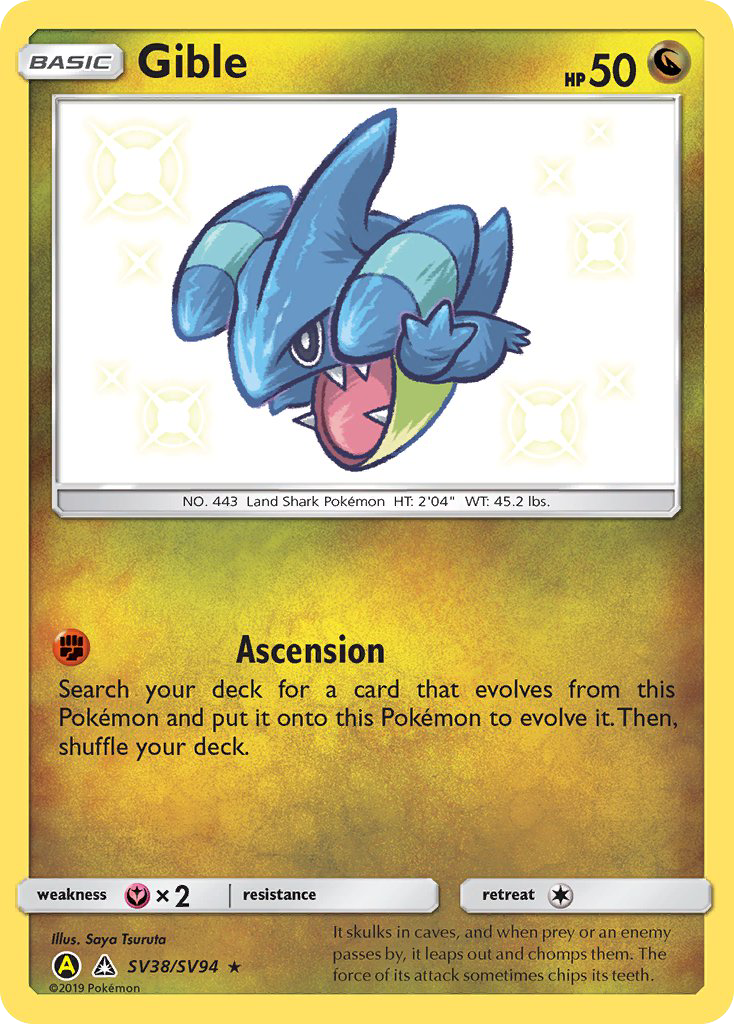 Gible SV38/SV94 Hidden Fates Shiny Vault English Pokémon card