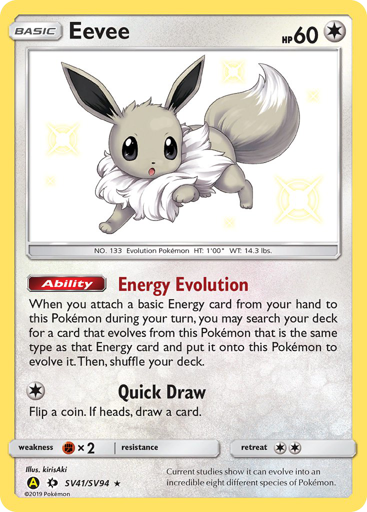 Eevee SV41/SV94 Hidden Fates Shiny Vault English Pokémon card