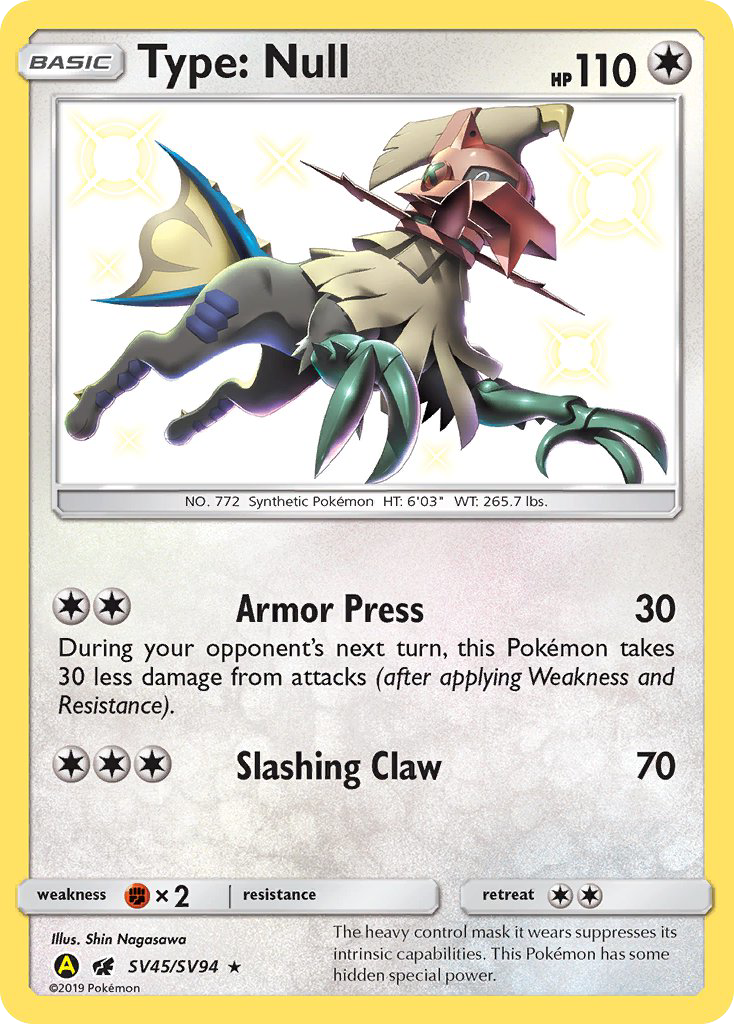 Type: Null SV45/SV94 Hidden Fates Shiny Vault English Pokémon card