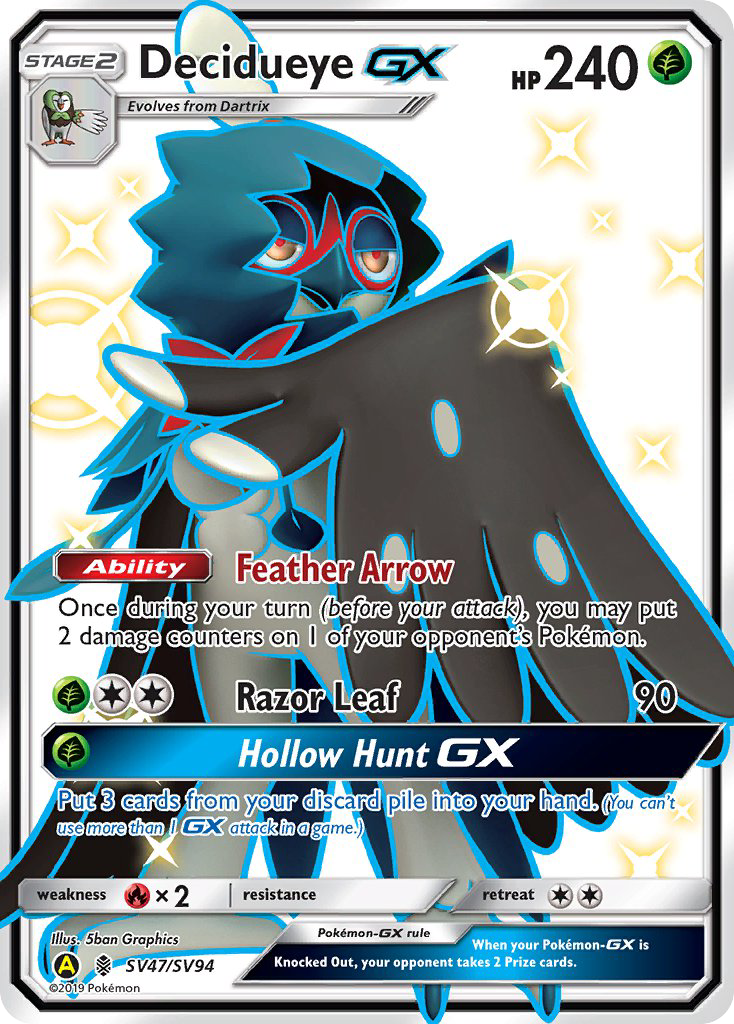 Decidueye GX SV47/SV94 Hidden Fates Shiny Vault English Pokémon card