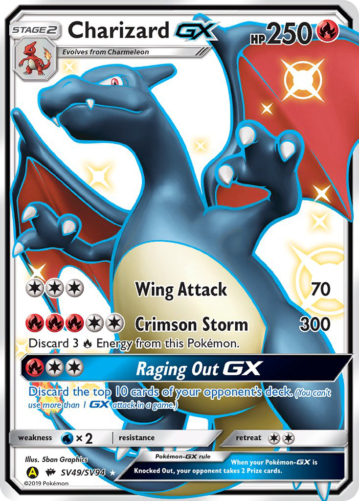 Charizard GX SV49/SV94 Hidden Fates Shiny Vault English Pokémon card