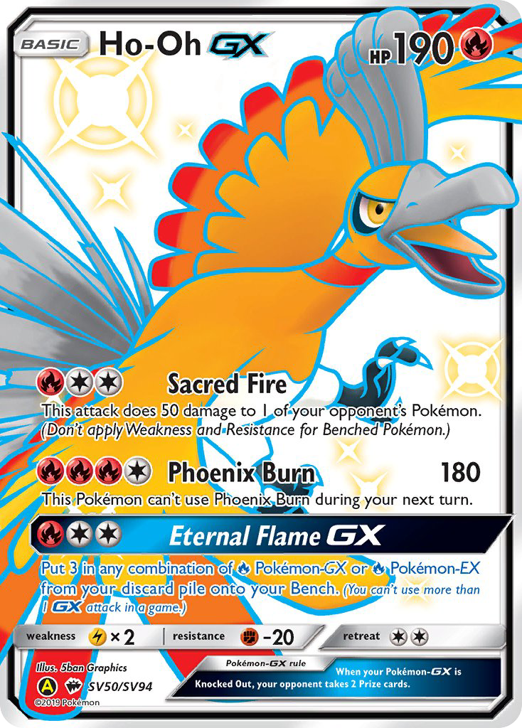 Ho-Oh GX SV50/SV94 Hidden Fates Shiny Vault English Pokémon card