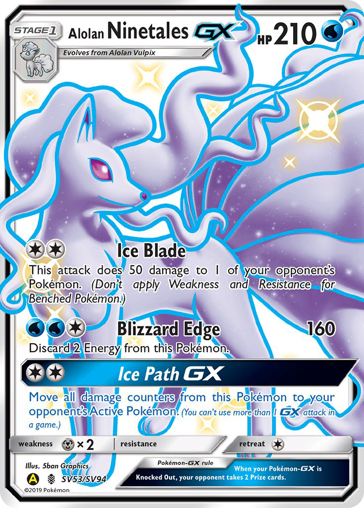 Alolan Ninetales GX SV53/SV94 Hidden Fates Shiny Vault English Pokémon card