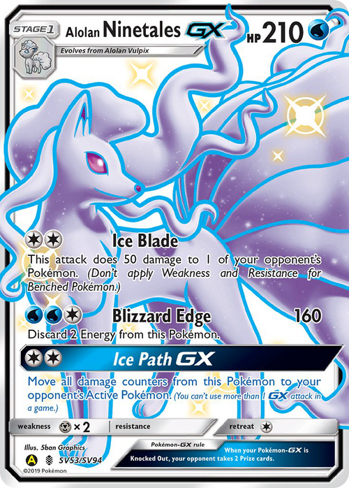 Alolan Ninetales GX SV53/SV94 Hidden Fates Shiny Vault English Pokémon card