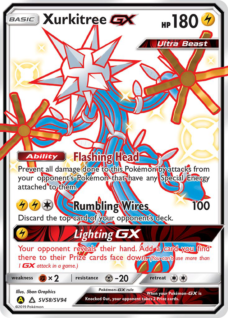 Xurkitree GX SV58/SV94 Hidden Fates Shiny Vault English Pokémon card